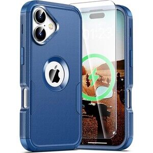 iPhone 17 Case MagSafe Heavy Duty Rugged Cover Blue w/ 2 Screen Protectors